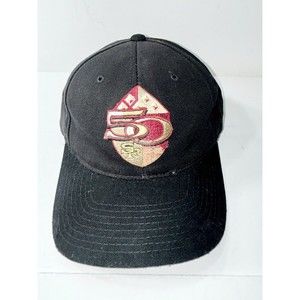 San Francisco 49ers '47 Brand Mens Black Adjustable Hat with white accents. ￼